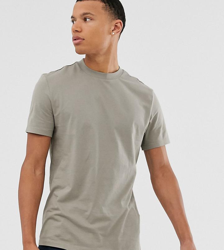 Asos Design Tall Organic T-shirt With Crew Neck In Beige