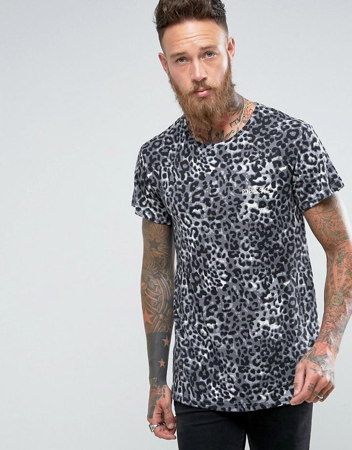 Roadies Of 66 Oversized T-shirt In Leopard Print - Black
