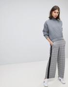 Moss Copenhagen Tailored Pants With Side Stripe In Check - Gray