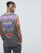 Asos Design Sleeveless T-shirt With Dropped Armhole In Burnout With City Print - Gray