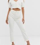 New Look Petite Waist Enhance Jean In Off White-blue