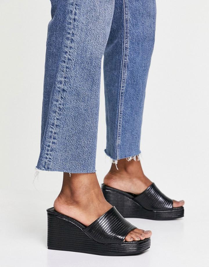 Asos Design Topaz Square Toe Wedge Mules In Black