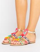 Asos Fiesta Pom Pom Embellished Sandal - Multi