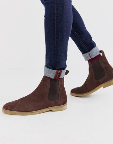 Walk London Hornchurch Chelsea Boots In Brown Suede