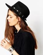 Asos Felt Panama Hat With Western Double Buckle Trim New Improved Fit - Black