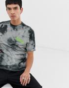 Asos Design Relaxed T-shirt With Tie Dye And Neon Print - Black