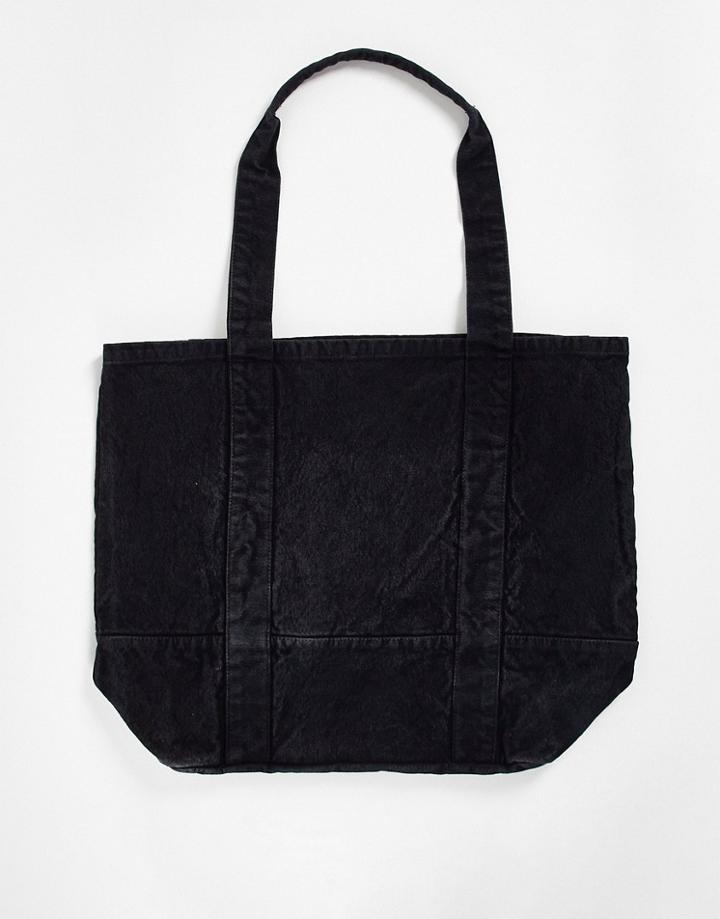 Asos Design Oversized Heavyweight Organic Cotton Tote Bag In Black