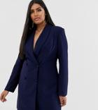 Club L London Plus Double Breasted Mini Blazer Dress-navy