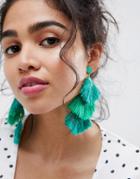 Bershka Fan Tassle Earring - Green