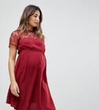 New Look Maternity Lace Panel Dress - Red