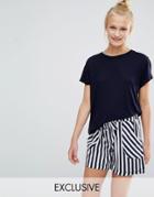 Chelsea Peers Striped Short & Tee Pyjama Set - Blue