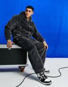 Asos Design Oversized Faux Fur Sweatpants In Black - Part Of A Set