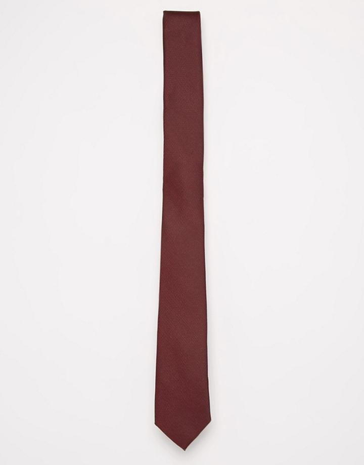 Asos Slim Tie In Burgundy - Red