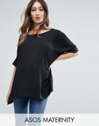 Asos Maternity Oversized Kimono T-shirt With V Back - Black