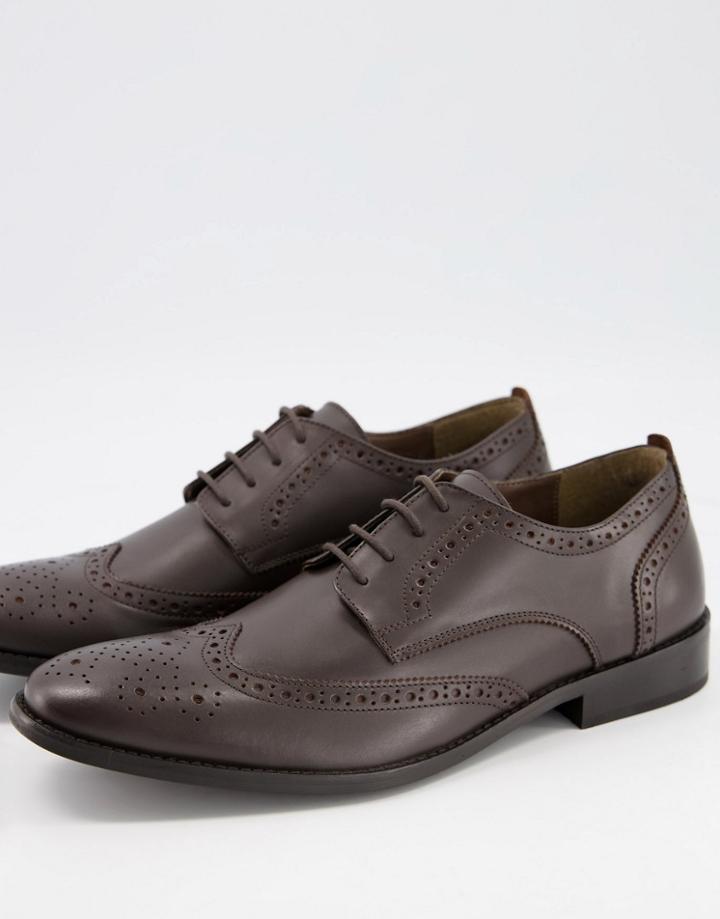 French Connection Leather Formal Brogue In Brown