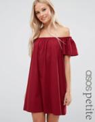Asos Petite Off Shoulder Mini Dress - Red