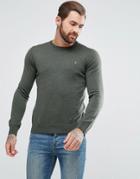 Farah Mullen Slim Fit Merino Sweater In Green - Green