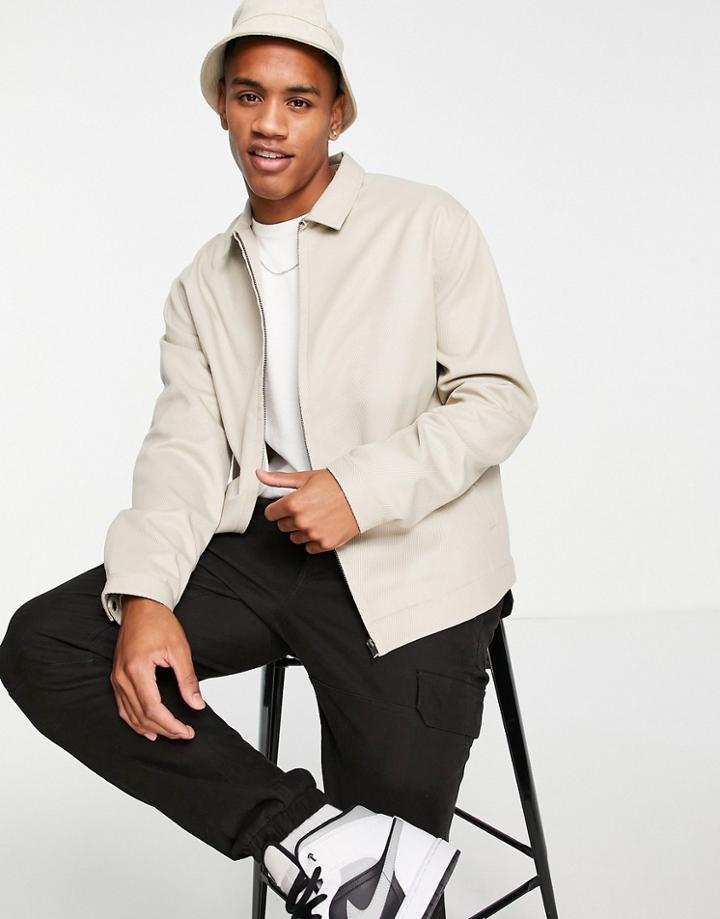 Topman Twill Harrington Jacket In Light Stone-neutral