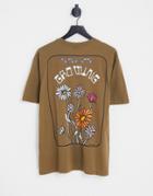 Only & Sons Oversized T-shirt With Keep Growing Back Print In Brown