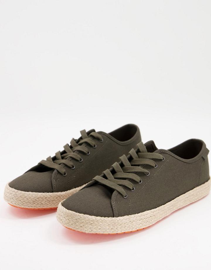 Pull & Bear Espadrilles In Khaki-green