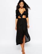 Asos Slinky Jersey Wrap Beach Skirt Co-ord - Black