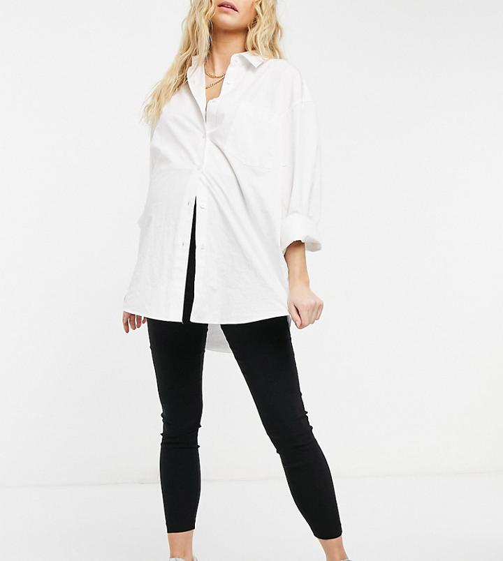 Asos Design Maternity Over The Bump High Waist Pants In Skinny Fit In Black
