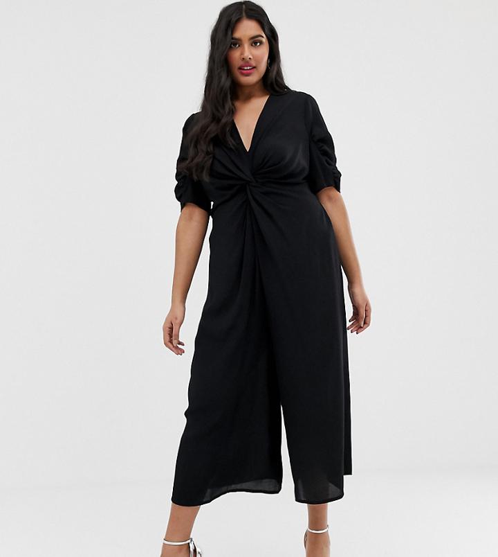 Asos Curve Tea Jumpsuit With Knot Front