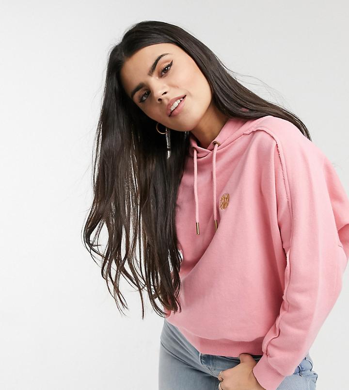 River Island Petite Seamed Hoodie In Dark Pink