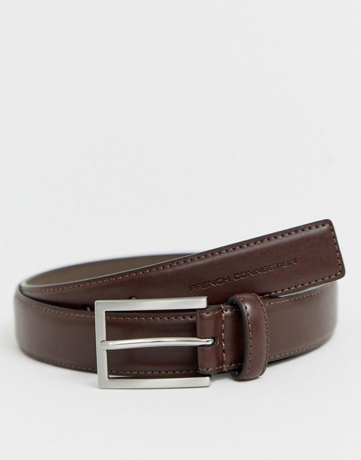 French Connection Silver Buckle Belt-brown