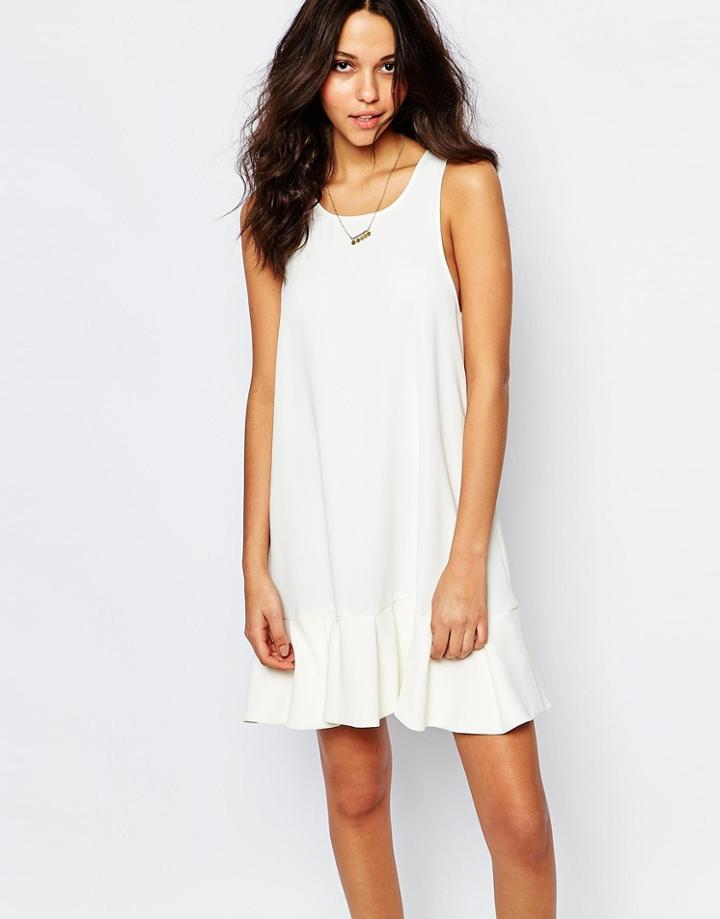 Ba & Sh Desir Drop Waist Dress With Frill Hem - Ecru