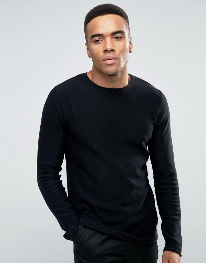 Jack & Jones Originals Sweater With Raw Hem Detail - Black