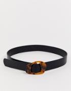 Pieces Abstract Tortoiseshell Buckle Belt In Black