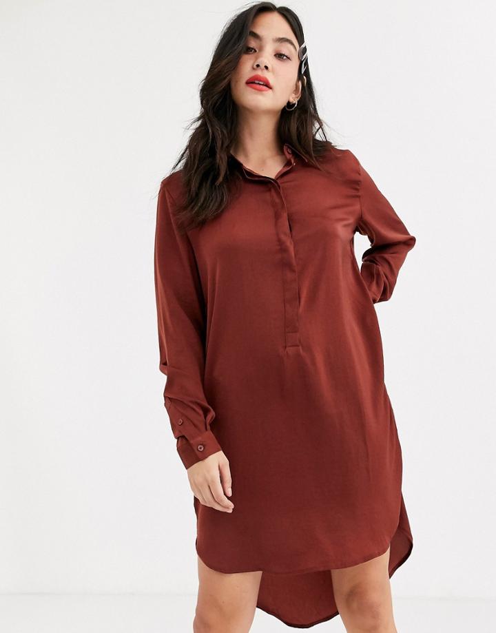 Jdy Tara Long Sleeve Hi Lo Shirt Dress