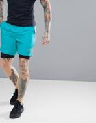 Ea7 Training Performance Ventus 7 Compression Layer Shorts In Aqua - Blue