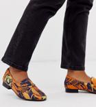 Asos Design Wide Fit Membership Loafer Flat Shoes In Jacquard-multi