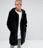 The New County Parka In Teddy Velour Faux Fur - Black