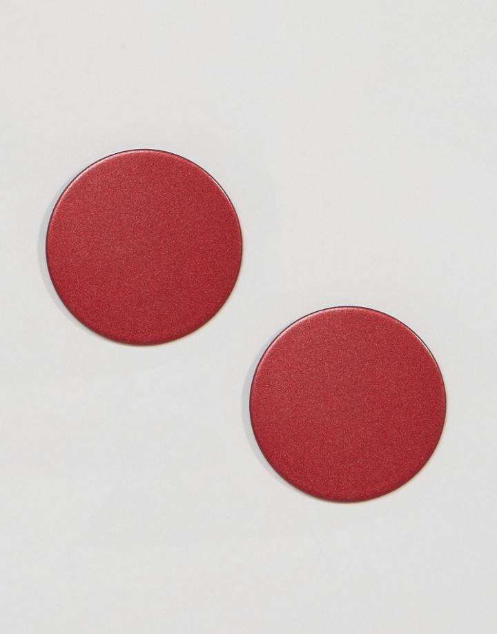 Asos Metallic Smooth Disc Earrings - Pink