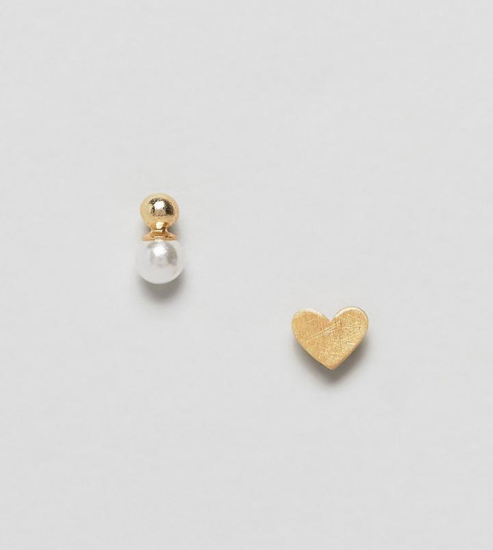 Asos Design Pack Of 2 Gold Plated Sterling Silver Ball Stone Studs - Gold