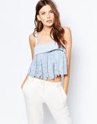 Keepsake Foundations Off Shoulder Top In Floral Print - Sky Blue