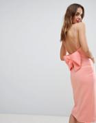 Asos Design Premium Bow Back Cami Wrap Dress - Pink