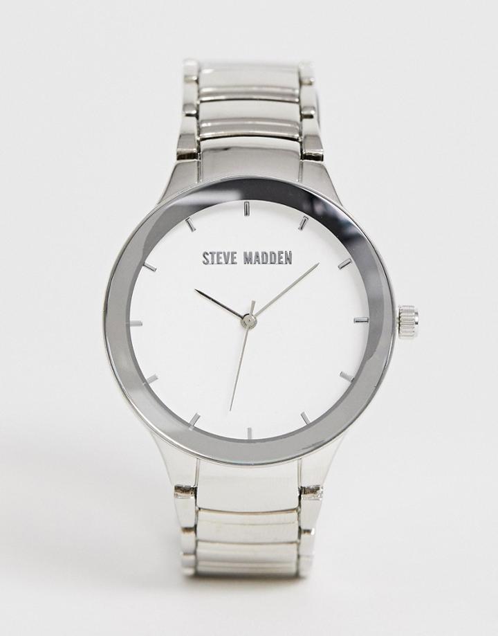Steve Madden Mens Bracelet Watch With White Dial - Silver
