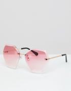 7x Jewel Shaped Double Lens Sunglasses - Pink