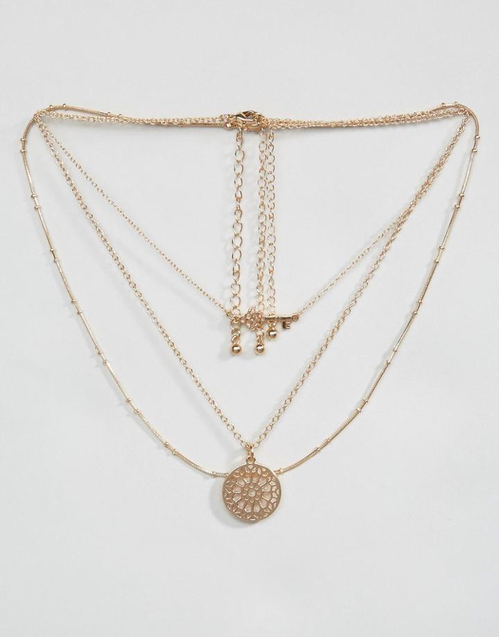 Designb Filigree Layered Necklace - Gold