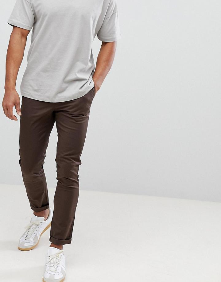 Asos Design Skinny Chinos In Dark Brown