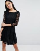 Pussycat London Lace Sleeve Dress - Black