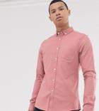 Asos Design Tall Slim Fit Oxford Shirt In Pink