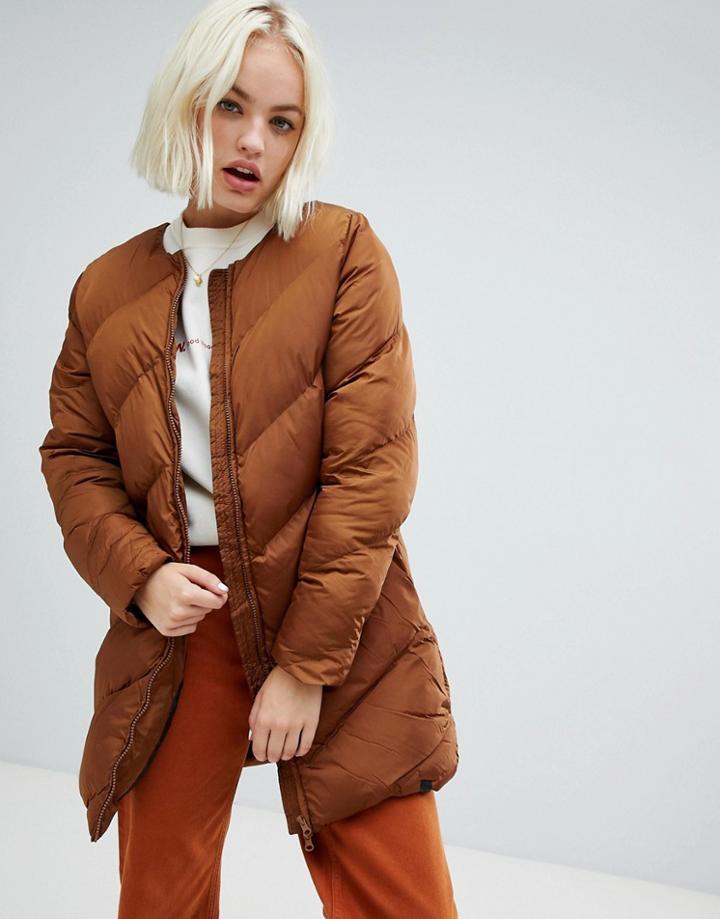 Blend She Faye Tube Quilted Longline Coat - Green