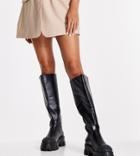 Truffle Collection Wide Fit Pull On Chunky Knee Boots In Black