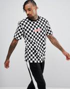 Granted T-shirt In Checkerboard With Danger Print - White