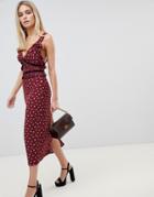 Fashion Union Maxi Dress In Heart Print - Red